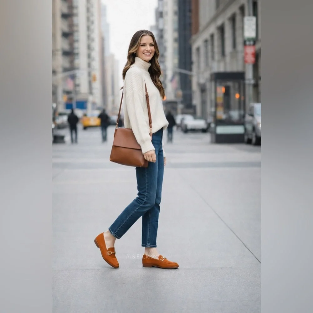 Parrotto Italian Women’s Suede Loafers Orange Gold Horsebit EU 39 NWB - Picture 3 of 13